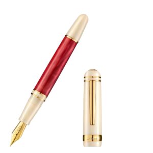 Laban Flame Red White Gold Trim Fountain Pen