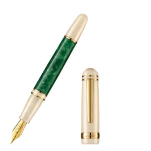 Laban Forest Green White Gold Trim Fountain Pen
