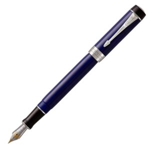 Parker Duofold Lapis Blue Black Chrome Trim Fountain Pen-N