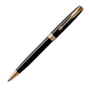 Parker Sonnet Deep Black Gold Trim Ball Pen.