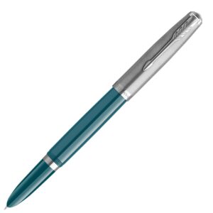Parker 51 Teal Blue Chrome Trim Fountain Pen