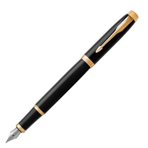 Parker IM Premium Metal Black Gold Trim Fountain Pen