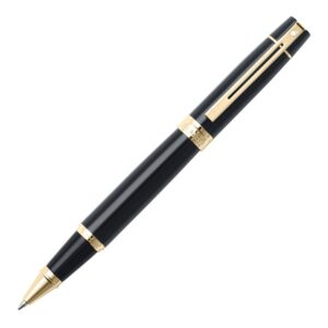 Sheaffer 300 Glossy Black Gold Trim Roller Ball Pen