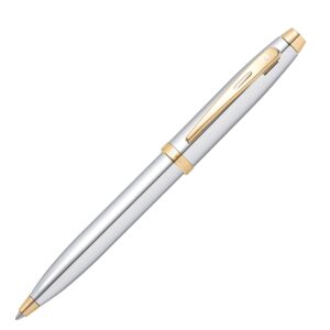 Sheaffer 100 Shiny Chrome Gold Trim Ball Pen