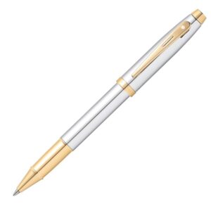 Sheaffer 100 Shiny Chrome Gold Trim Roller Ball Pen