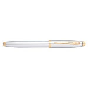 Sheaffer 100 Shiny Chrome Gold Trim Roller Ball Pen