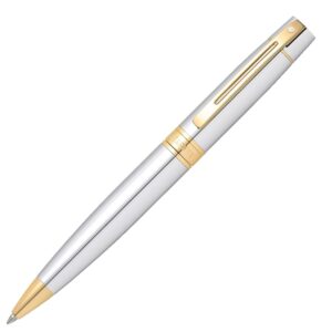 Sheaffer 300 Shiny Chrome Gold Trim Ball Pen