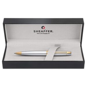 Sheaffer 300 Shiny Chrome Gold Trim Ball Pen