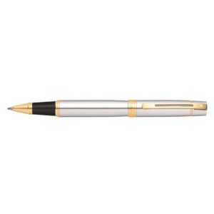 Sheaffer 300 Shiny Chrome Gold Trim Roller Ball Pen