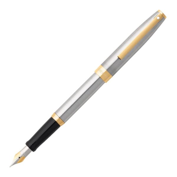 Sheaffer Sagaris Brushed Chrome Gold Trim Fountain Pen