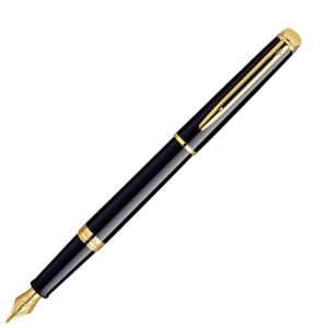 Waterman Hemisphere Lacquer Black Gold Trim Fountain Pen