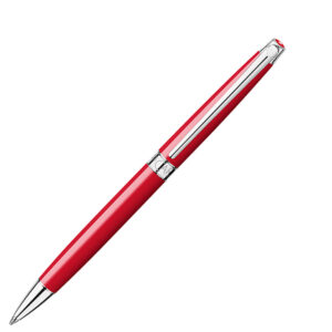 Caran d'Ache Leman Slim Scarlet Red Rhodium Trim Ball Pen