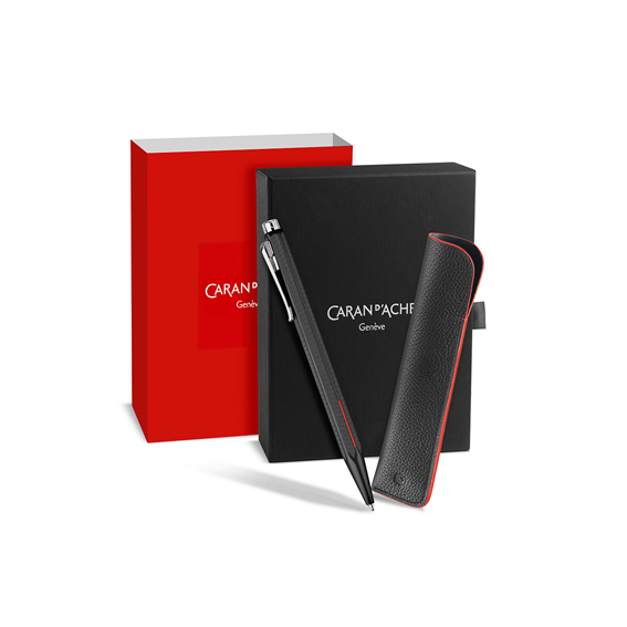 Caran d'Ache Ecridor Racing Black Ball pen + Pen Case Set