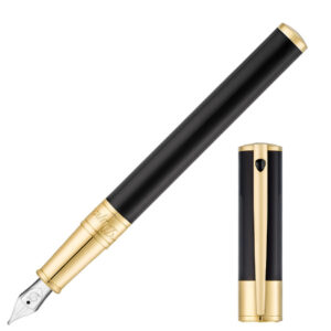 Dupont D Initial Black Gold Trim Fountain Pen
