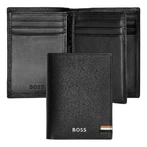 Hugo Boss Leather Card Holder Trifold Iconic Black