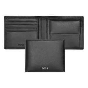 Hugo Boss Leather Wallet with Coin CLS Smooth Black