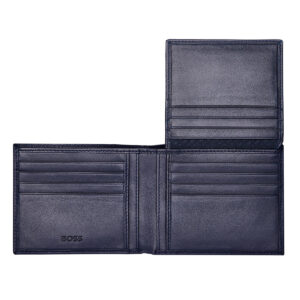 Hugo Boss Leather Wallet with Flap CLS Grained Navy