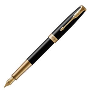 Parker Sonnet Deep Black Gold Trim Fountain Pen