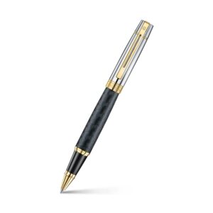 Sheaffer 300 Black Engraved / Chrome cap with Gold Trim Roller Ball Pen