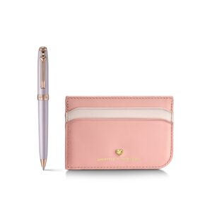 Sheaffer Set Emily in Paris Prelude Mini Pastel Pink ball Pen with SWK Crystal & Leather Credit Card Holder