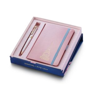 Sheaffer Set Emily in Paris Prelude Mini Pastel Pink Ball Pen with SWK Crystal and A6 Notebook