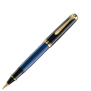 Pelikan Souveran R800 Black/Blue Gold Trim Roller Ball Pen